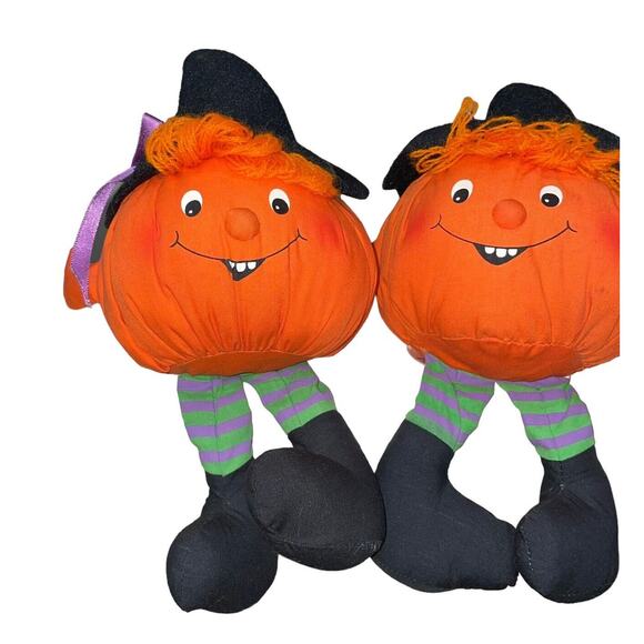 Vintage Hallmark Pumpkin Bean Bag Halloween Jack O Lantern Decor Shelf Sitter - Picture 4 of 13